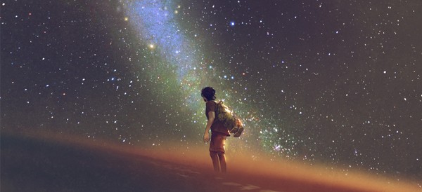 someone walking across the stars