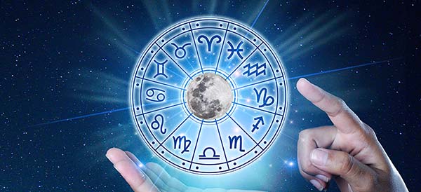 astrology symbols in the sky with a moon in the middle